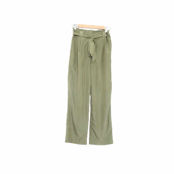 Express Pants - Express Olive Ankle High Rise Paper Bag Pants XS